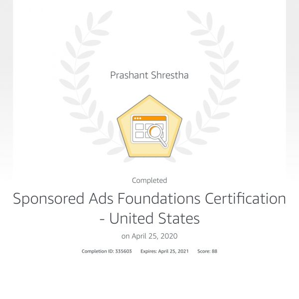 amazon ads certificate